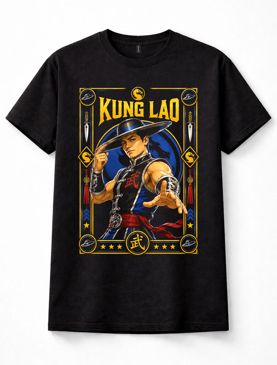 Mortal Kombat Kung Lao Shaolin Warrior Razor Hat Fighting Game Black Unisex T-Shirt