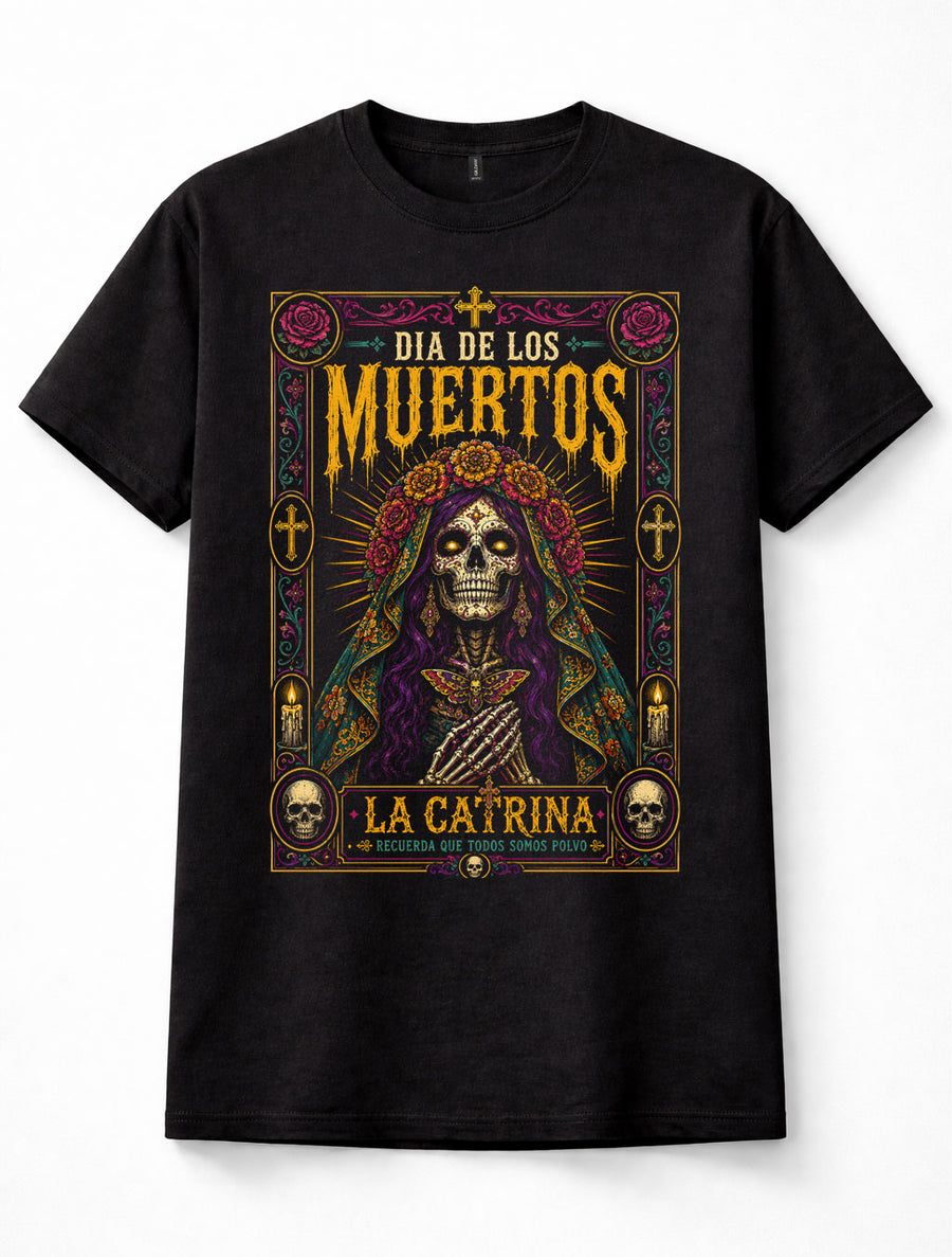 La Catrina Dia De Los Muertos Sugar Skull Mexican Day Of The Dead Unisex T-Shirt