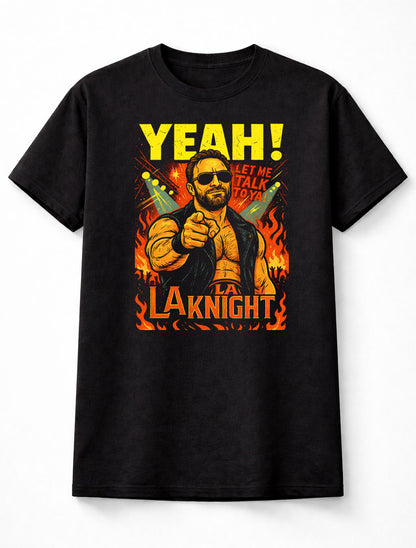 LA Knight YEAH T-Shirt WWE Catchphrase Wrestling Unisex Black Graphic Tee