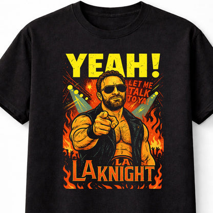 LA Knight YEAH T-Shirt WWE Catchphrase Wrestling Unisex Black Graphic Tee