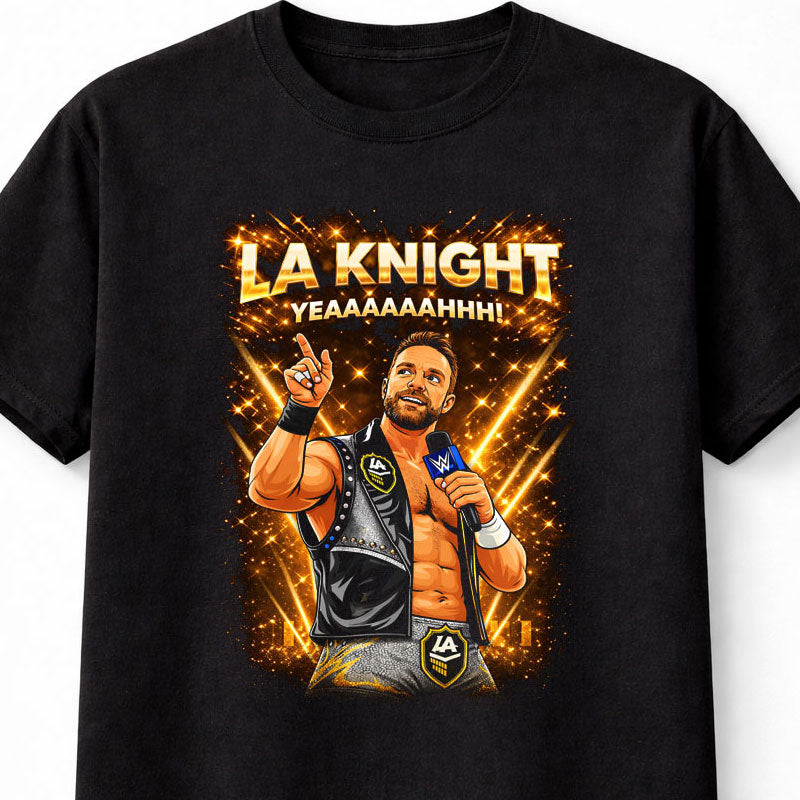 LA Knight YEAH T-Shirt Wrestling Superstar Mic Promo Graphic Tee WWE Adults & Kids Unisex T-Shirt
