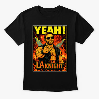 LA Knight T-Shirt Yeah Catchphrase Wrestling WWE Retro Unisex Black Graphic Tee
