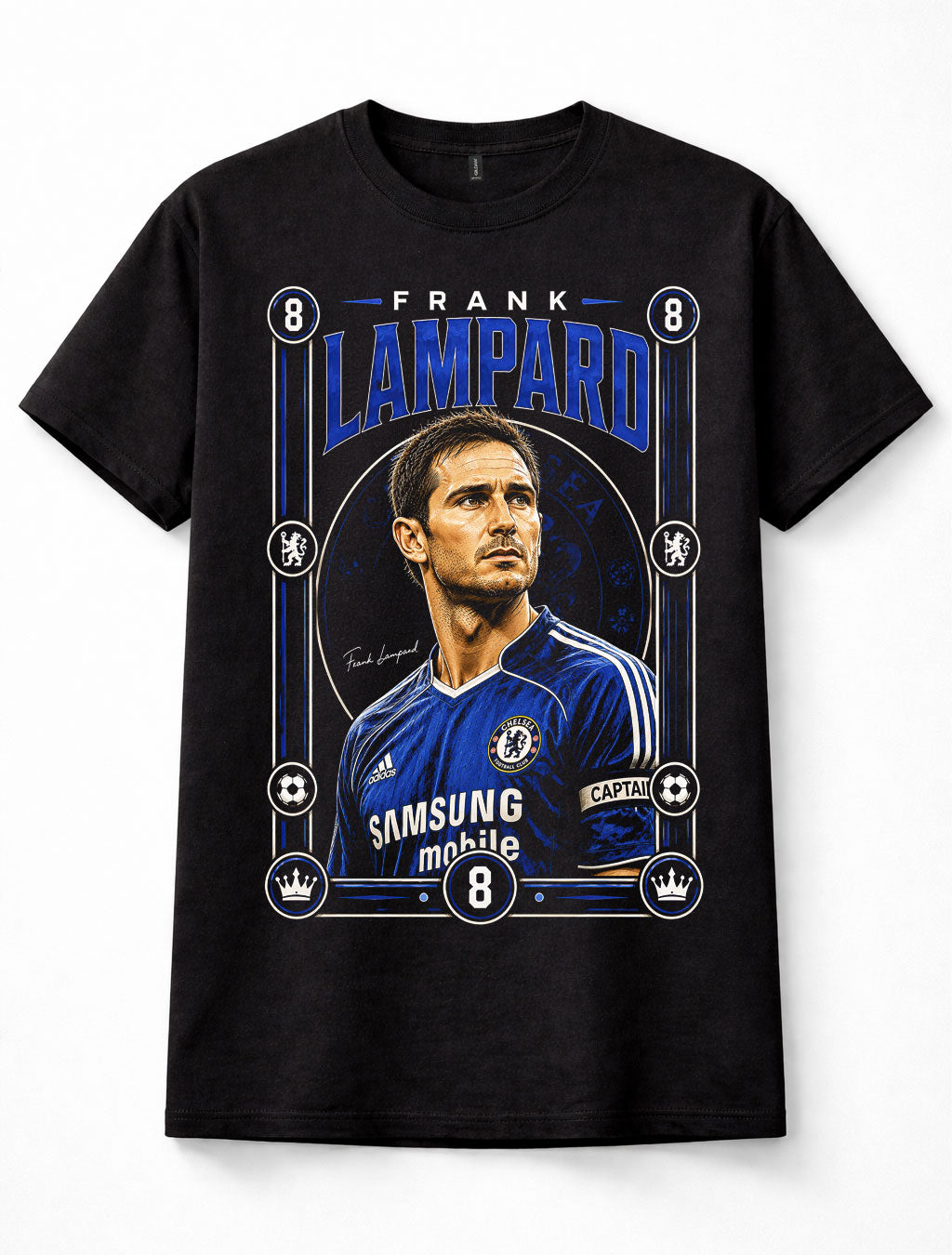 Frank Lampard Chelsea FC Number 8 Football Captain Legend Black Unisex T-Shirt