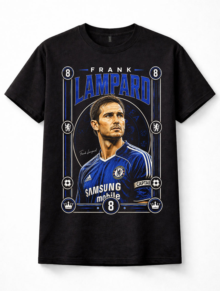 Frank Lampard Chelsea FC Number 8 Football Captain Legend Black Unisex T-Shirt