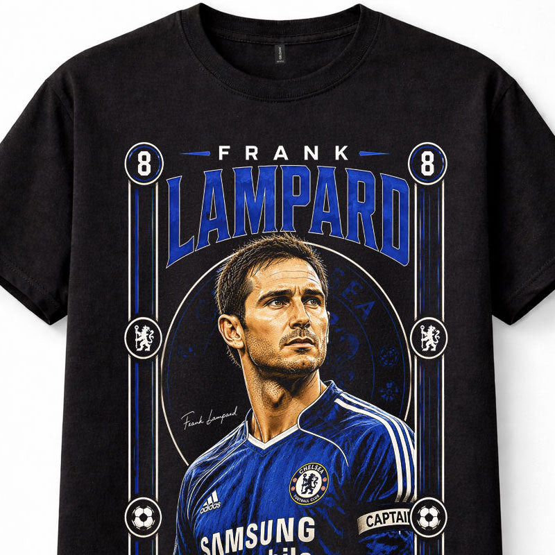 Frank Lampard Chelsea FC Number 8 Football Captain Legend Black Unisex T-Shirt