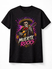 La Muerte Rocks Sugar Skull Mariachi Guitar Graphic Unisex T-Shirt
