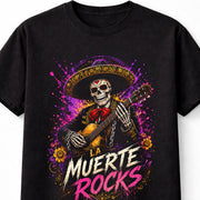 La Muerte Rocks Sugar Skull Mariachi Guitar Graphic Unisex T-Shirt
