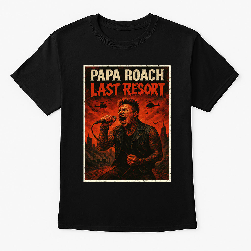 Papa Roach T-Shirt Last Resort Rock Band Unisex Black Graphic Tee