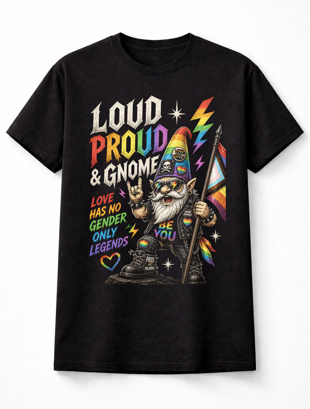 Pride Gnome LGBTQ Rainbow Love Is Love Graphic Unisex T-Shirt