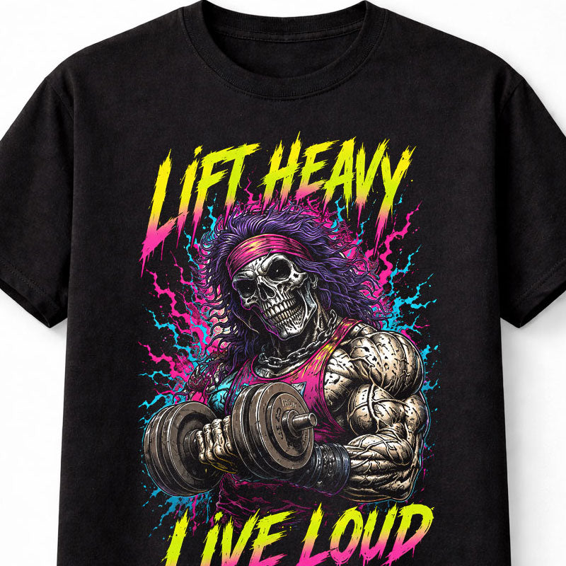 Lift Heavy Live Loud Skeleton Gym Horror Metal Unisex T-Shirt