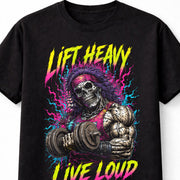 Lift Heavy Live Loud Skeleton Gym Horror Metal Unisex T-Shirt