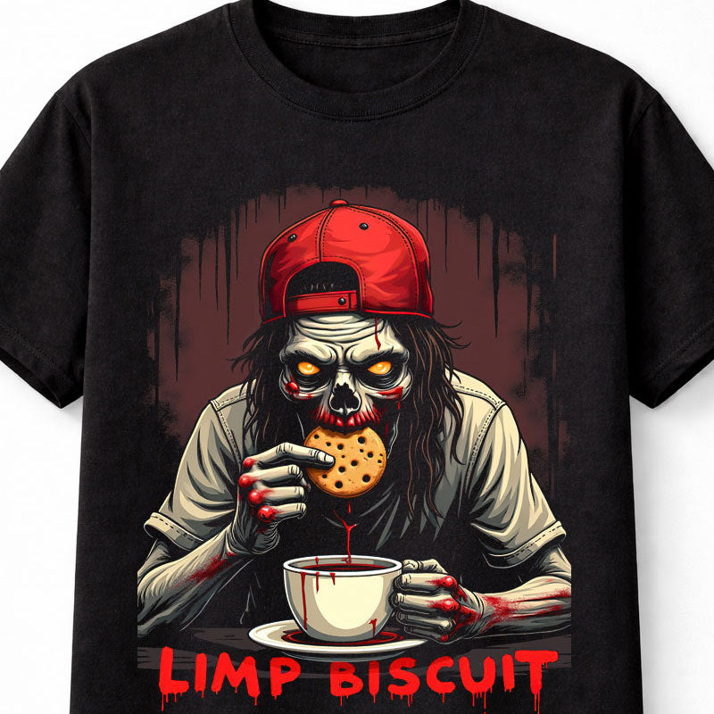 Limp Biscuit T-Shirt Gothic Horror Limp Bizkit Unisex Black Graphic Tee