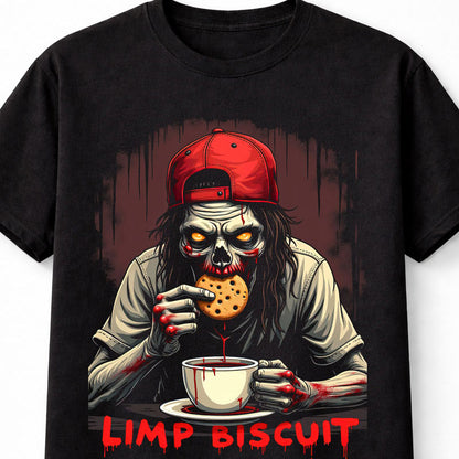 Limp Biscuit T-Shirt Gothic Horror Limp Bizkit Unisex Black Graphic Tee