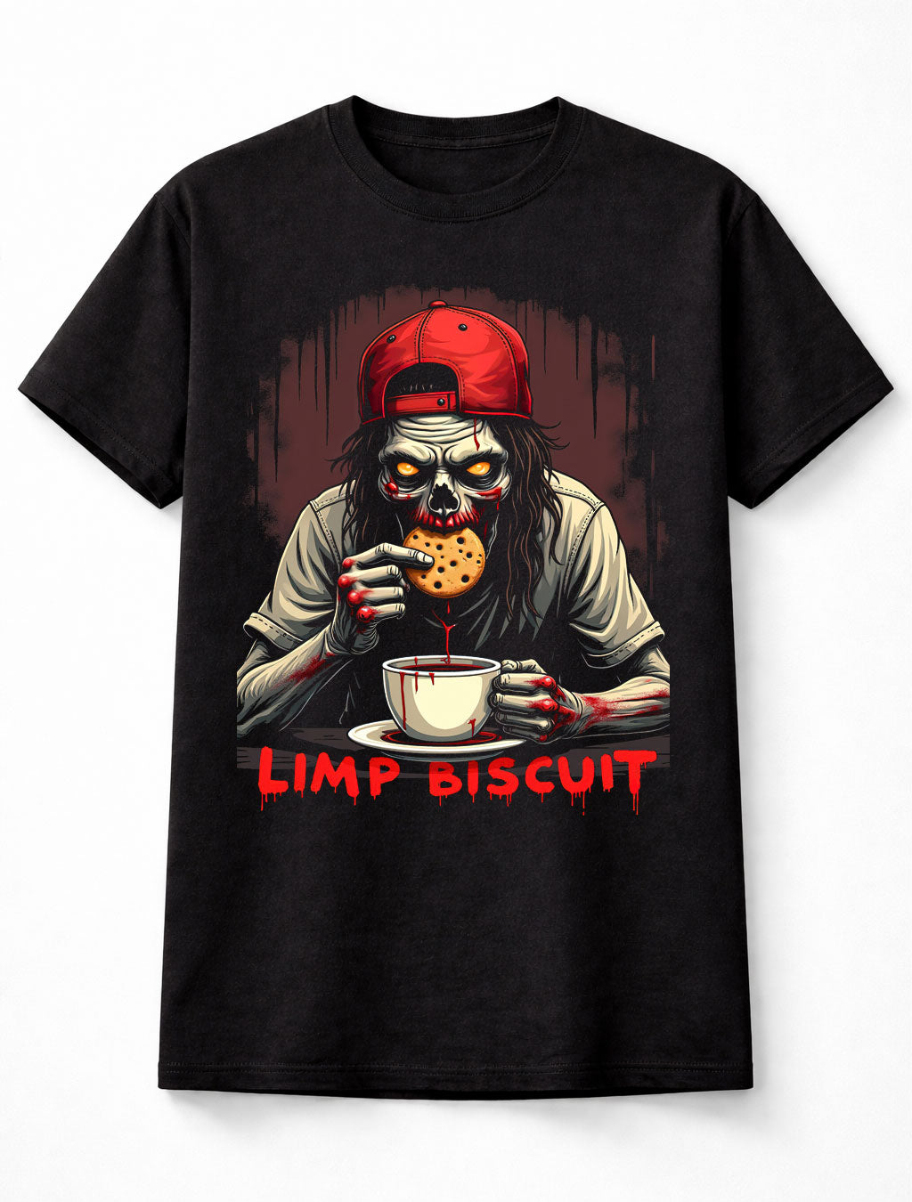 Limp Biscuit T-Shirt Gothic Horror Limp Bizkit Unisex Black Graphic Tee