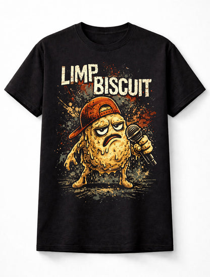 Limp Biscuit T-Shirt Limp Bizkit Rock Food Unisex Black Graphic Tee