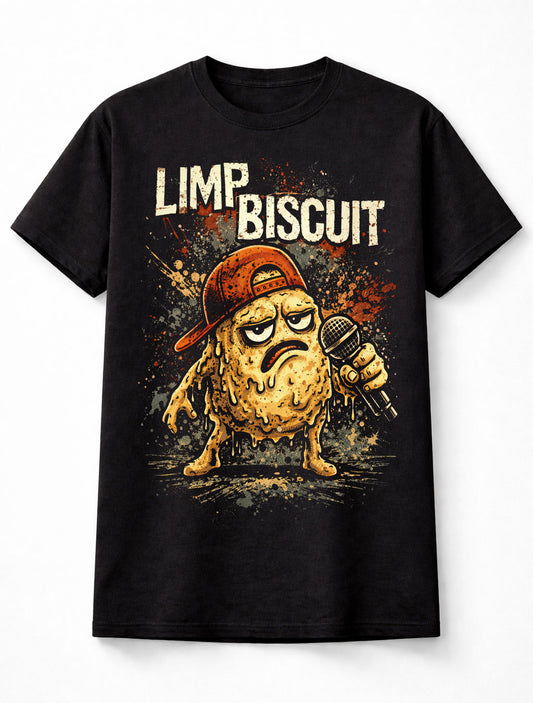 Limp Biscuit T-Shirt Limp Bizkit Rock Food Unisex Black Graphic Tee