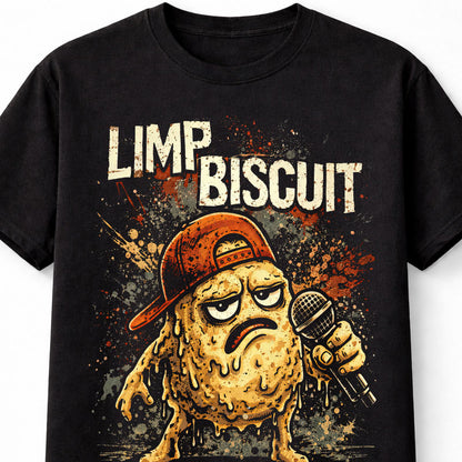 Limp Biscuit T-Shirt Limp Bizkit Rock Food Unisex Black Graphic Tee