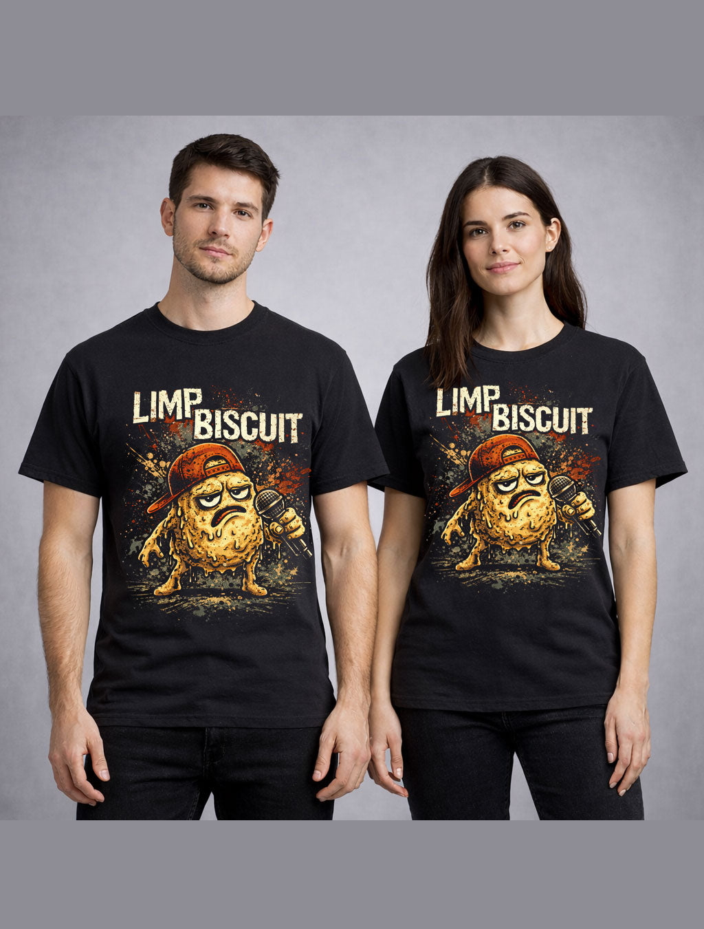 Limp Biscuit T-Shirt Limp Bizkit Rock Food Unisex Black Graphic Tee
