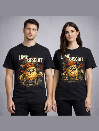 Limp Biscuit T-Shirt Limp Bizkit Rock Food Unisex Black Graphic Tee
