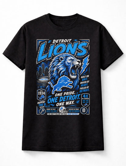 Detroit Lions NFL Lion Mascot Football Fan Gift Graphic Unisex T-Shirt
