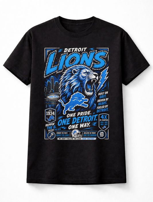 Detroit Lions NFL Lion Mascot Football Fan Gift Graphic Unisex T-Shirt