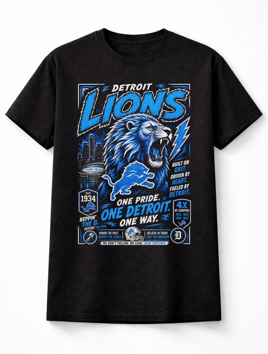 Detroit Lions NFL Lion Mascot Football Fan Gift Graphic Unisex T-Shirt