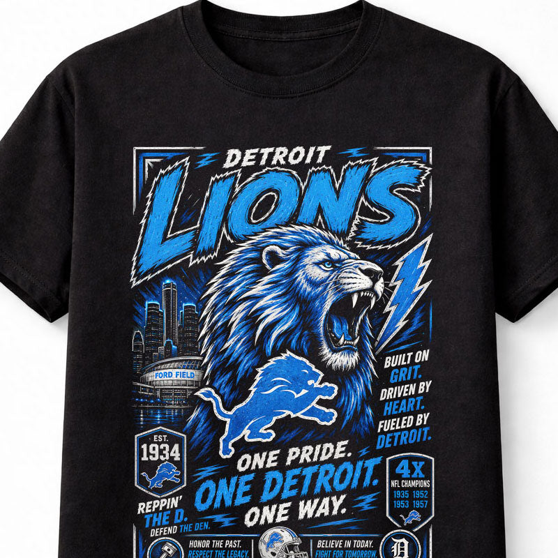 Detroit Lions NFL Lion Mascot Football Fan Gift Graphic Unisex T-Shirt