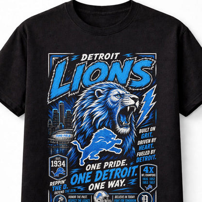 Detroit Lions NFL Lion Mascot Football Fan Gift Graphic Unisex T-Shirt