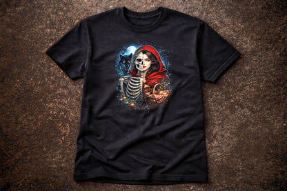 Little Red Riding Hood T Shirt Gothic Skeleton Fairy Tale Wolf Unisex Tee