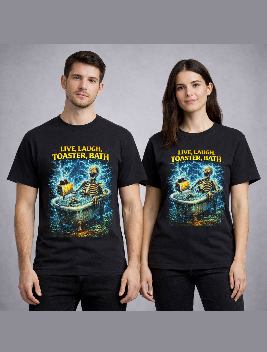 Live Laugh Toaster Bath Skeleton Horror Funny Unisex T-Shirt