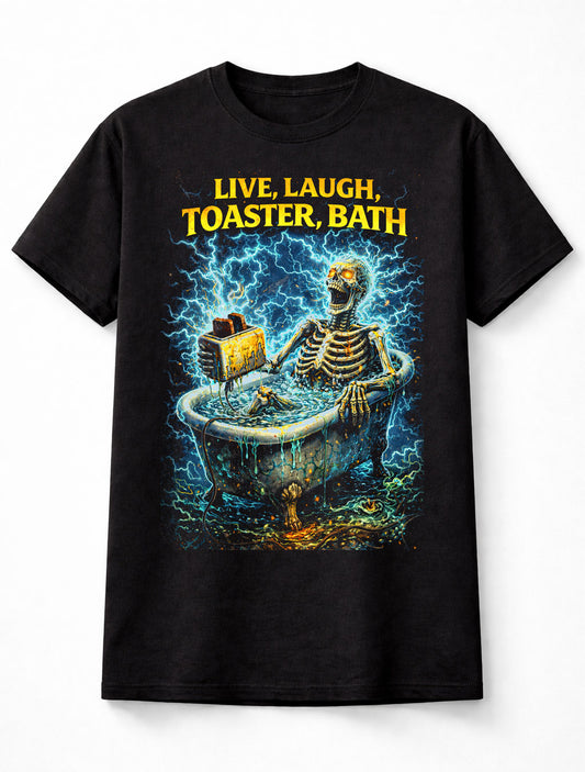Live Laugh Toaster Bath Skeleton Horror Funny Unisex T-Shirt