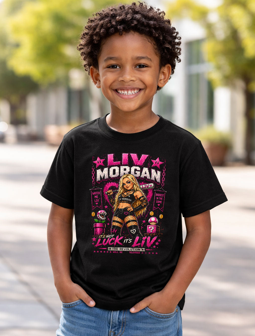 Liv Morgan Wrestling T-Shirt – It’s Not Luck It’s Liv Pixel Fan Tee Adults & Kids Unisex T-Shirt