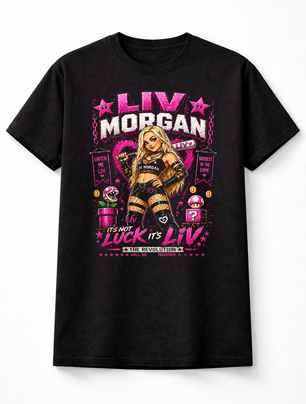 Liv Morgan Wrestling T-Shirt – It’s Not Luck It’s Liv Pixel Fan Tee Adults & Kids Unisex T-Shirt
