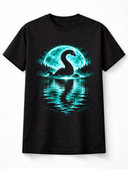 Loch Ness Monster Cryptid Lake Monster Moon Graphic Unisex T-Shirt
