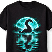 Loch Ness Monster Cryptid Lake Monster Moon Graphic Unisex T-Shirt