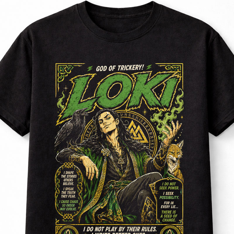 Loki God of Mischief Norse Mythology Asgard Raven Unisex T-Shirt