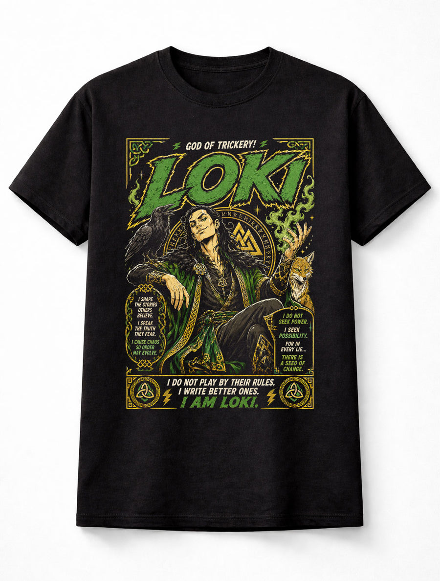 Loki God of Mischief Norse Mythology Asgard Raven Unisex T-Shirt