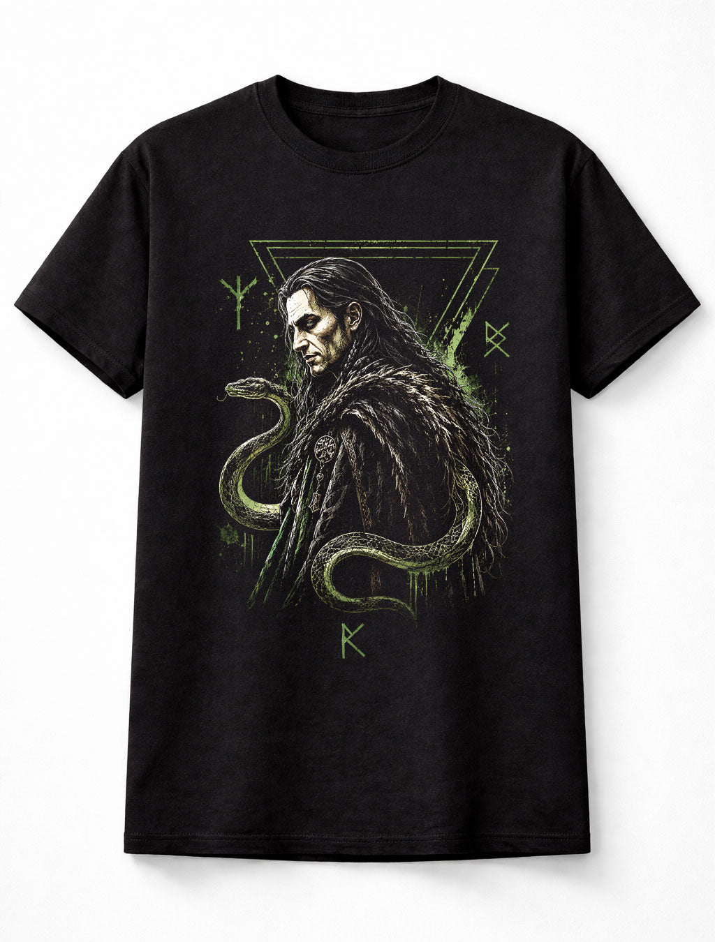 Loki Norse God Viking Mythology Serpent Runes Unisex T-Shirt