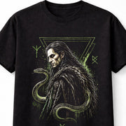 Loki Norse Trickster God Serpent Viking Runes Dark Mythology Unisex T-Shirt