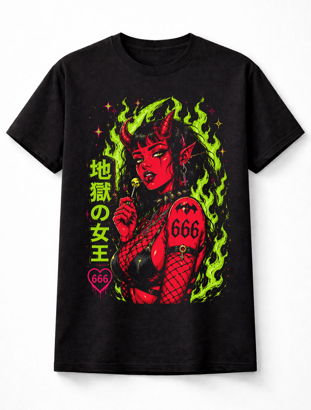 Anime Demon Girl 666 Gothic Horror Manga Graphic Unisex T-Shirt