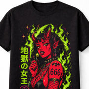 Anime Demon Girl 666 Gothic Horror Manga Graphic Unisex T-Shirt