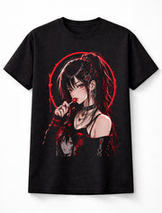 Anime Gothic Girl Lollipop Red Black Manga Graphic Unisex T-Shirt
