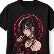 Anime Gothic Girl Lollipop Red Black Manga Graphic Unisex T-Shirt