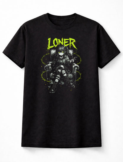 Loner Gothic Anime Emo Japanese Retro Y2K Alt Graphic Adults & Kids Unisex T-Shirt