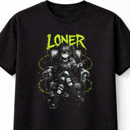 Loner Gothic Anime Emo Japanese Retro Y2K Alt Graphic Adults & Kids Unisex T-Shirt