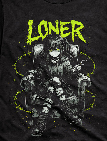 Loner Gothic Anime Emo Japanese Retro Y2K Alt Graphic Adults & Kids Unisex T-Shirt