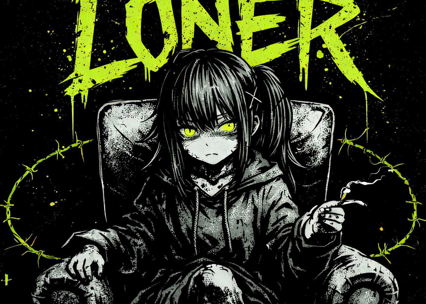 Loner Gothic Anime Emo Japanese Retro Y2K Alt Graphic Adults & Kids Unisex T-Shirt