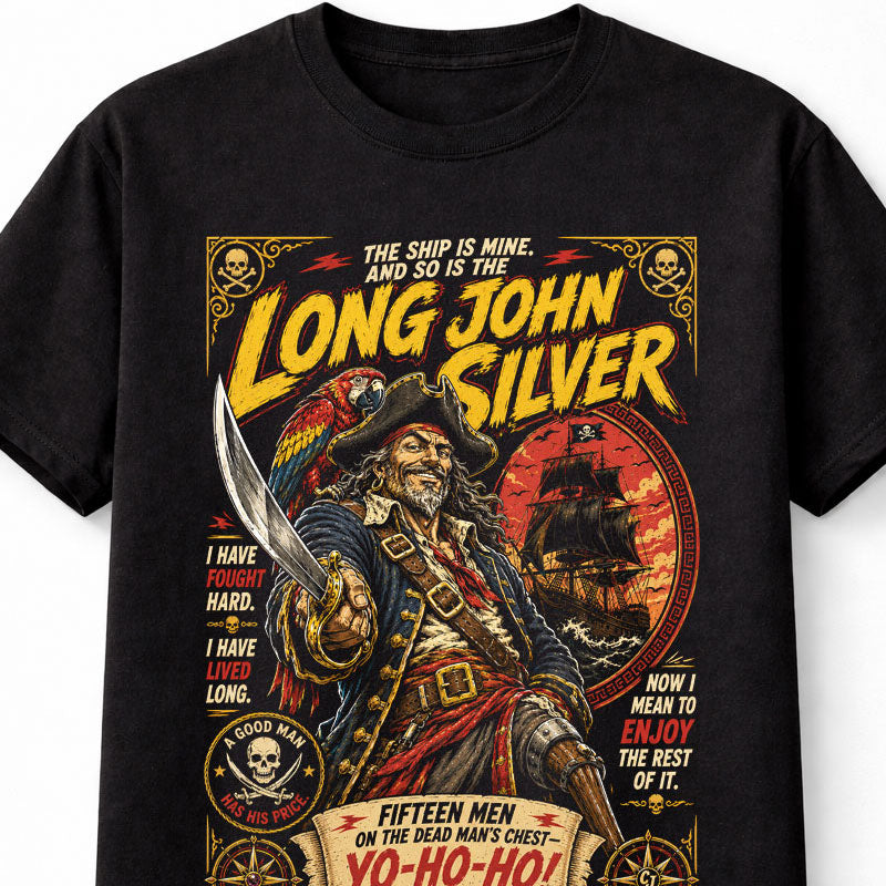 Long John Silver Pirate Captain Treasure Island Graphic Unisex T-Shirt