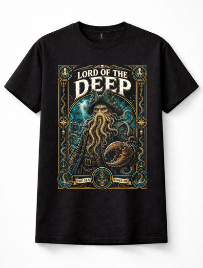Lord of the Deep Cthulhu Pirate Kraken Lovecraft Sea Monster Black Unisex T-Shirt