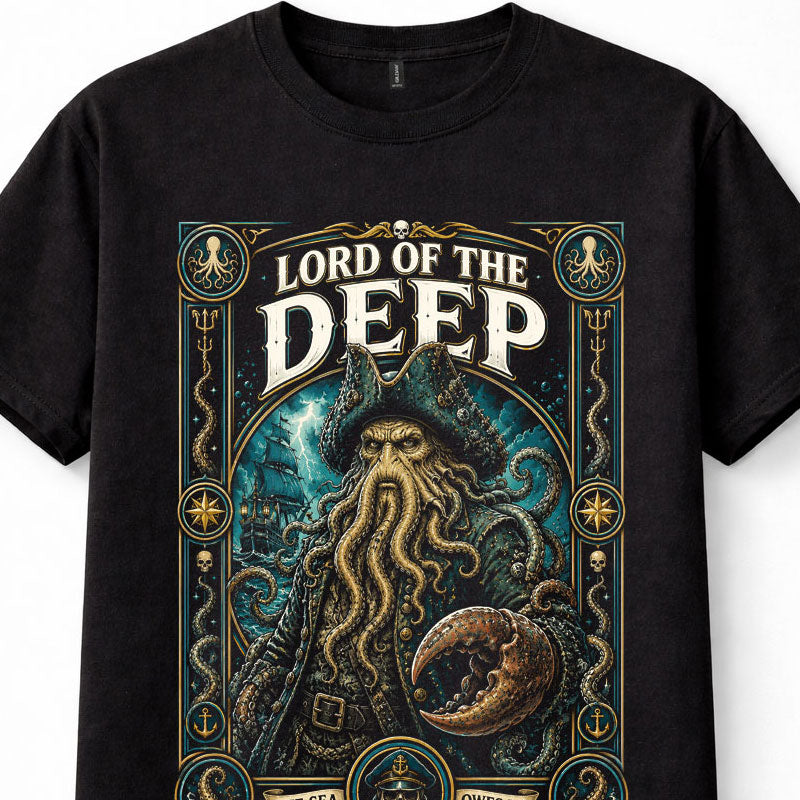 Lord of the Deep Cthulhu Pirate Kraken Lovecraft Sea Monster Black Unisex T-Shirt